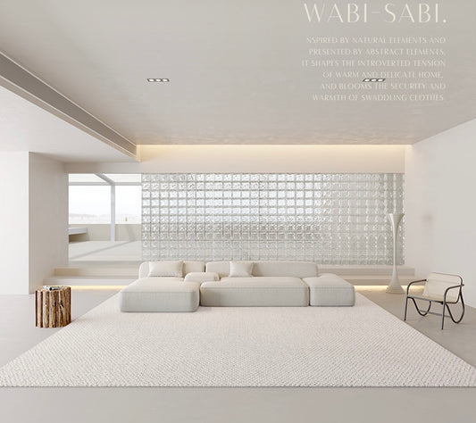 「Wabi-Sabi style」-Snow Serenity Natural Wool Rug