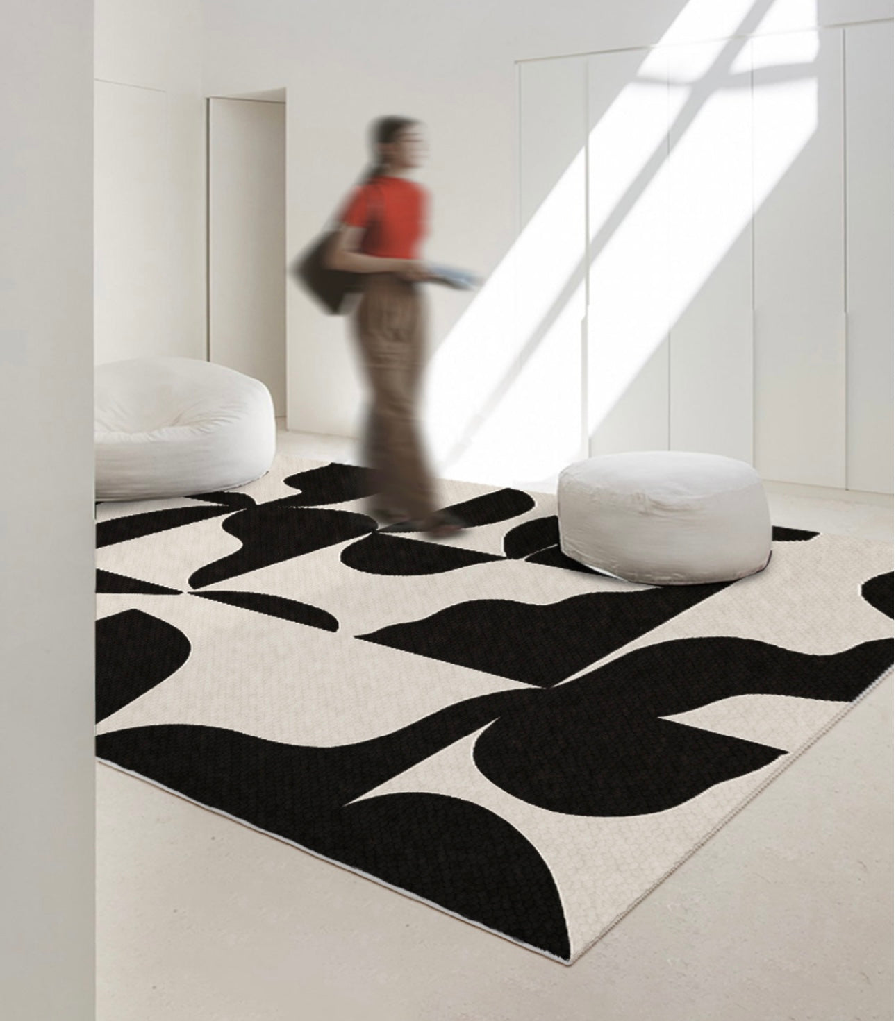 「Artistry in Black & White」 -De stijl Natural Wool Rug