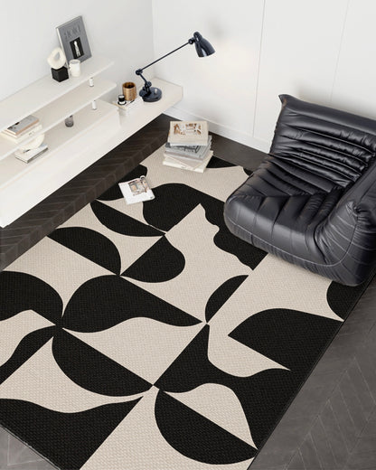 「Artistry in Black & White」 -De stijl Natural Wool Rug