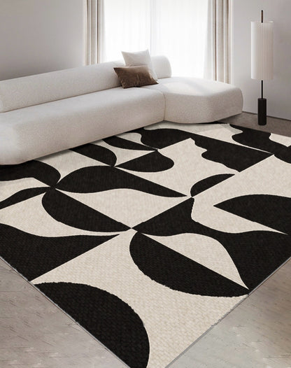 「Artistry in Black & White」 -De stijl Natural Wool Rug