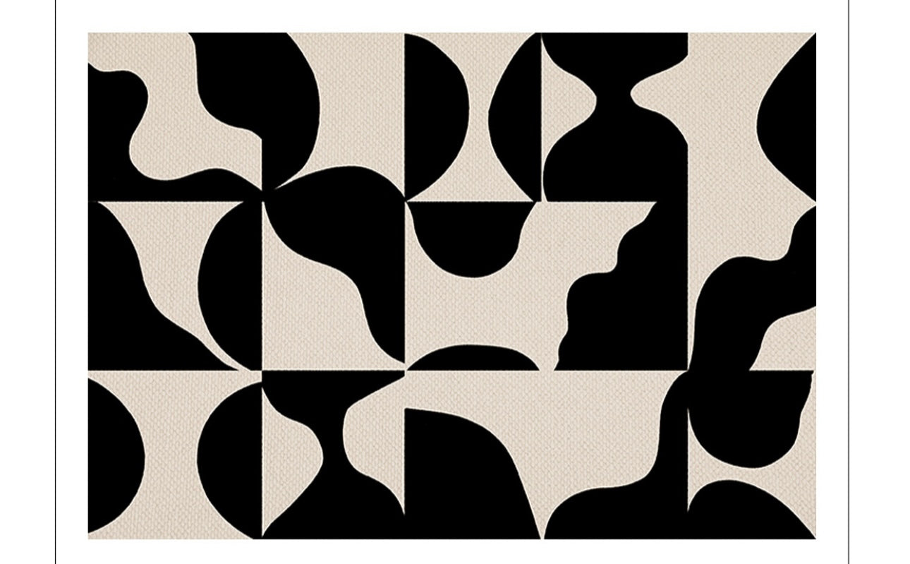 「Artistry in Black & White」 -De stijl Natural Wool Rug