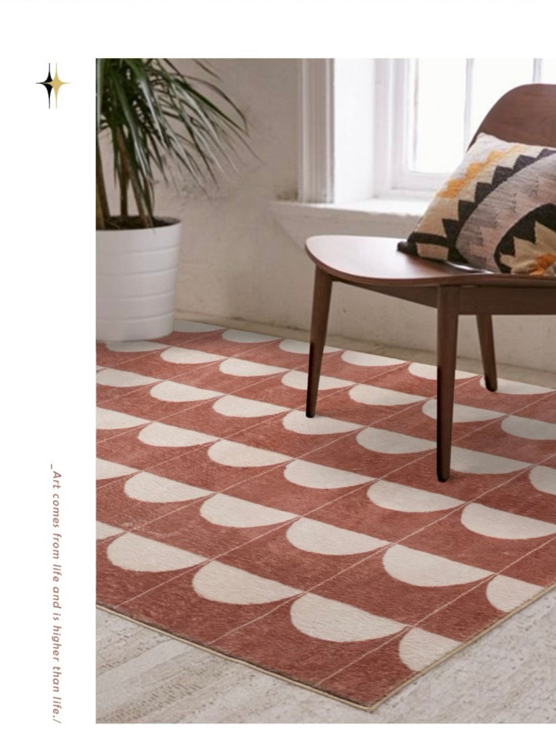 「Vintage Style」- Red Geometric Art Rug