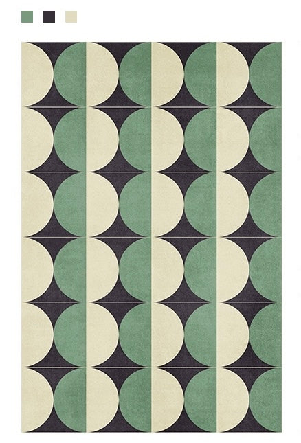 「Vintage Style」- Green Geometric Art Rug