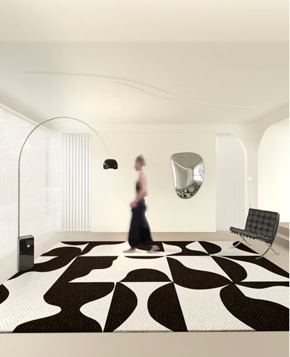 「Artistry in Black & White」 -De stijl Natural Wool Rug