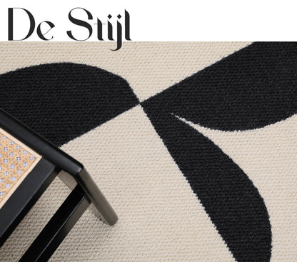 「Artistry in Black & White」 -De stijl Natural Wool Rug